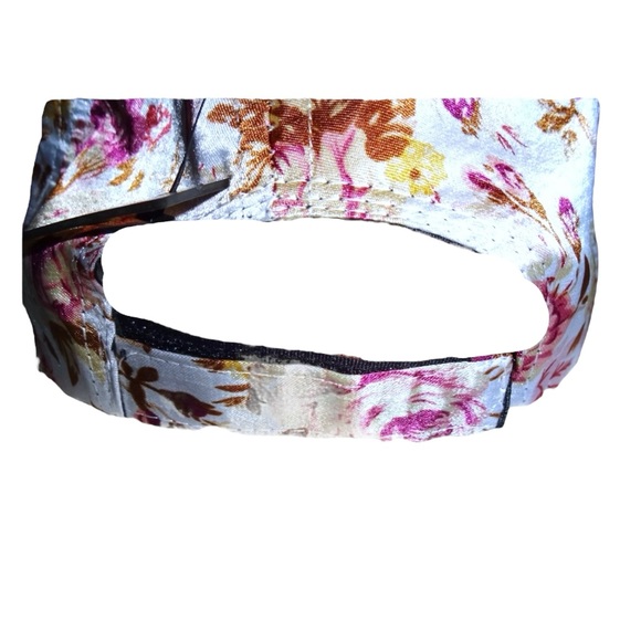 Nordstrom Natasha Satiny Baseball Cap Pink Roses Women Adjustable Back Fastener - Picture 5 of 11